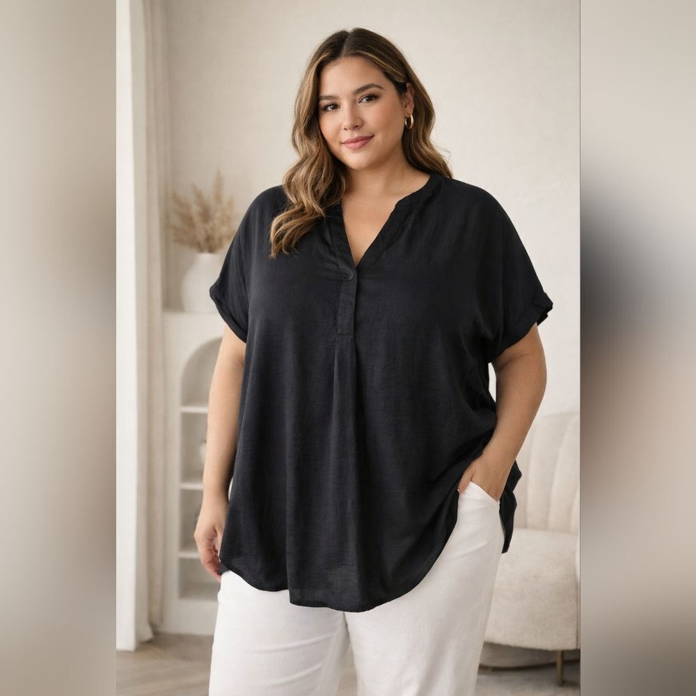 Ava & Viv Black V-Neck Tunic Blouse 2X – Plus Size Careerwear Essential